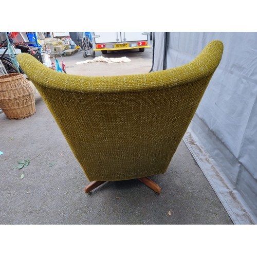 310 - Mid Century Retro Green Fabric Lounge Armchair - 86cm x 86cm