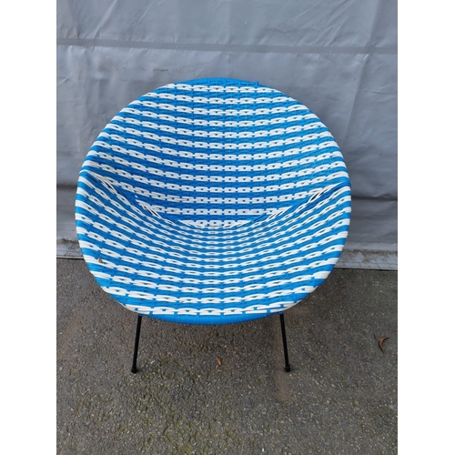 313 - Retro Blue & White Tub Chair