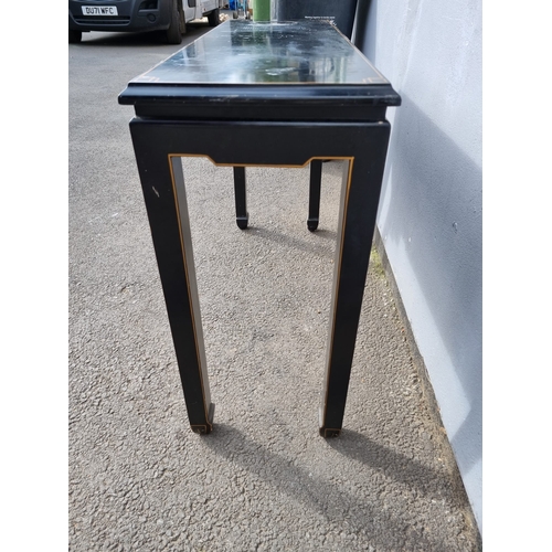 316 - Vintage Oriental Black Ebony Console / Hall Table - Top shows damage - 107cm x 76cm x 35cm