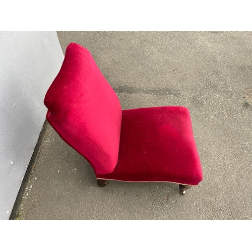 322 - Vintage Crimson Occasional Fabric Chair - 82cm x 49cm x 42cm