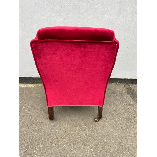 322 - Vintage Crimson Occasional Fabric Chair - 82cm x 49cm x 42cm