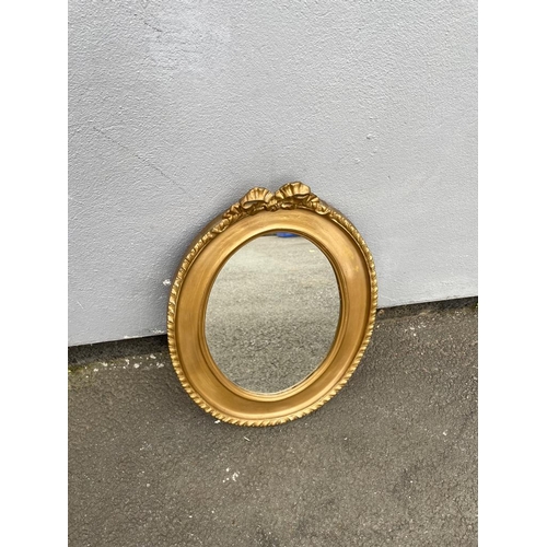 323 - Antique Gilt Oval Wall Mirror 53cm x 37cm