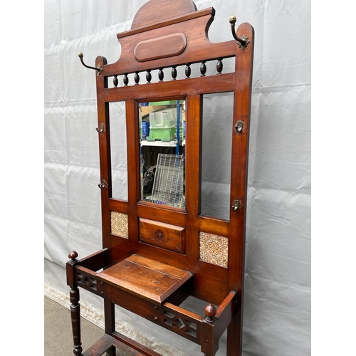 332 - Edwardian Mahogany Hall Stand with Mirror - 202cm x 89cm