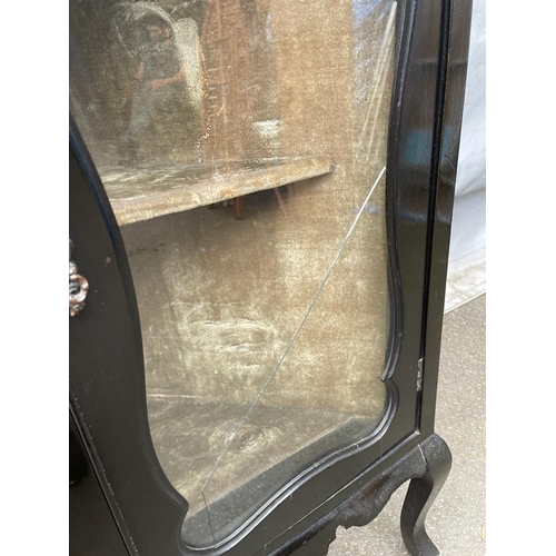 334 - Late Victorian Ebony Corner Glazed Cabinet - 1 glass panel cracked - 71cm x 191cm