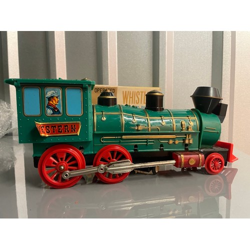 20 - 1960's Marx Battery Operated Whistling Lighted piston Locomotive in original box - untested (slight ... 