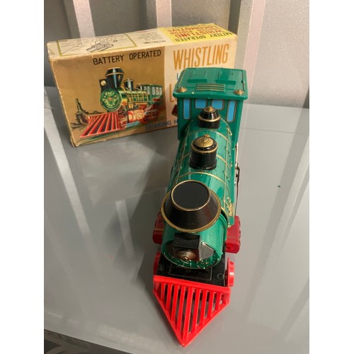 20 - 1960's Marx Battery Operated Whistling Lighted piston Locomotive in original box - untested (slight ... 