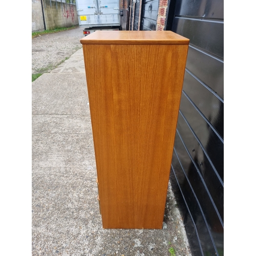 340 - Mid Century Teak Tall Boy of 7 Drawers - 1 Puller A/F - 41CM X 41CM X 117CM