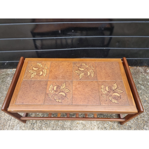 341 - Mid Century Teak Tiled Top Coffee Table - 96cm x 59cm x 44cm