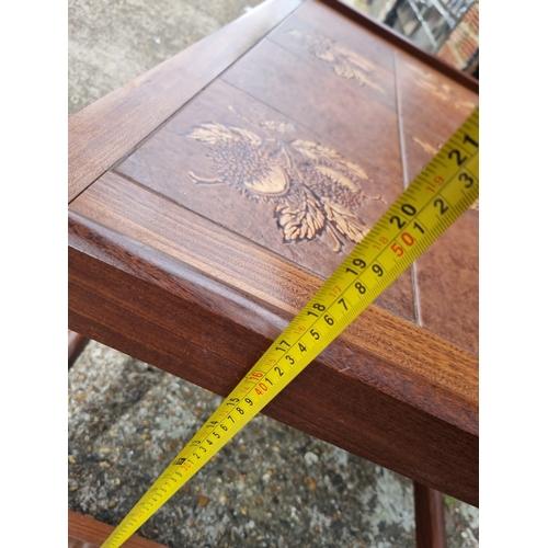 341 - Mid Century Teak Tiled Top Coffee Table - 96cm x 59cm x 44cm