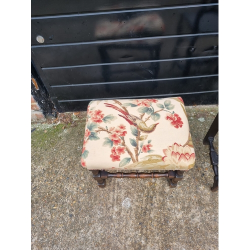 345 - Antique Oak Hall chair + Stool