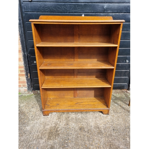 347 - Vintage Oak bookcase with adjustable shelves -107cm x 34cm x 138cm