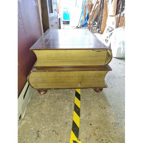 350 - Vintage Designer Coffee Table with Drawers in Shape of Leather bound books