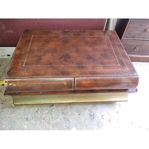 350 - Vintage Designer Coffee Table with Drawers in Shape of Leather bound books