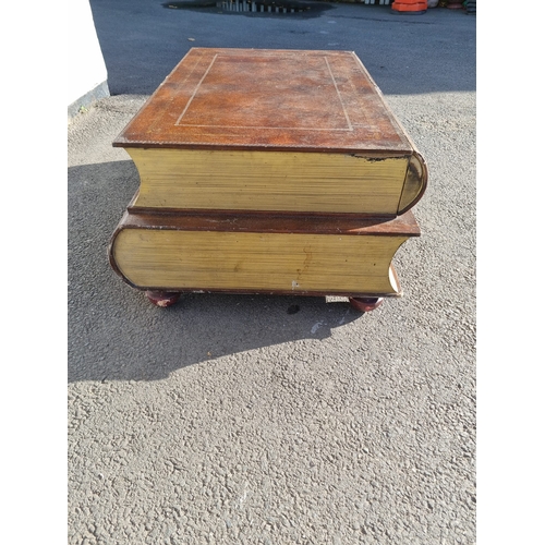 350 - Vintage Designer Coffee Table with Drawers in Shape of Leather bound books