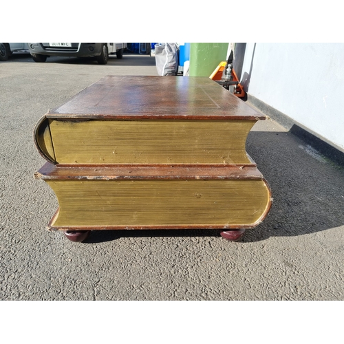 350 - Vintage Designer Coffee Table with Drawers in Shape of Leather bound books