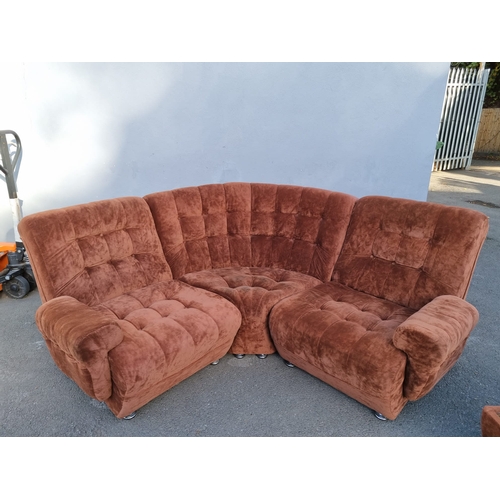 353 - 1970's Frayling Furniture Modular Corner Sofa / Armchairs + Coffee Tables & Footrest