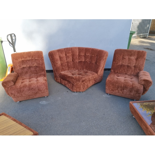 353 - 1970's Frayling Furniture Modular Corner Sofa / Armchairs + Coffee Tables & Footrest