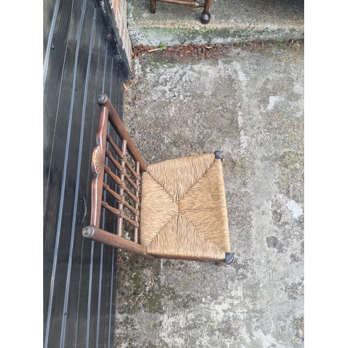 354 - 19th Century Oak Spindle Back Chair with Rush Seat