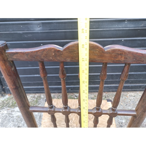 354 - 19th Century Oak Spindle Back Chair with Rush Seat