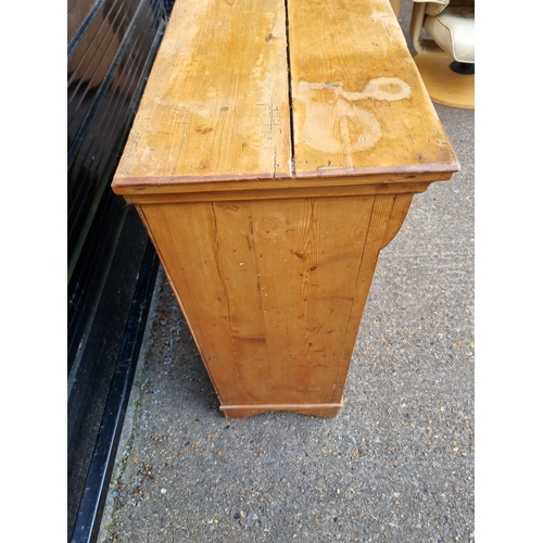 359 - Antique Pine Cupboard with two draws - 103cm x 37cm x 91cm