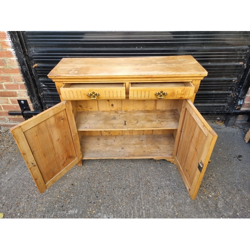 359 - Antique Pine Cupboard with two draws - 103cm x 37cm x 91cm