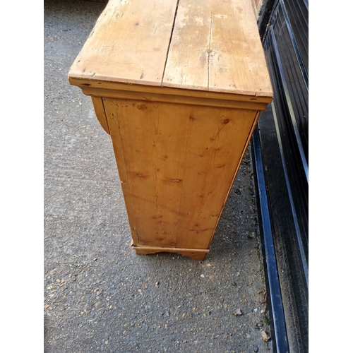 359 - Antique Pine Cupboard with two draws - 103cm x 37cm x 91cm