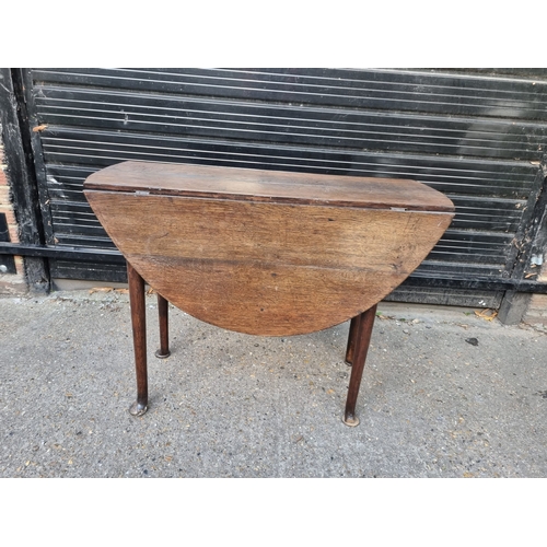 361 - 19th Century Oak Drop Leaf Table on pad feet - 1 foot A/F 107CM