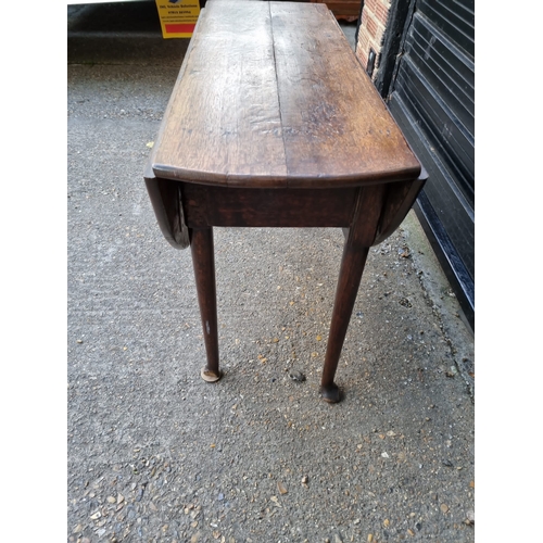 361 - 19th Century Oak Drop Leaf Table on pad feet - 1 foot A/F 107CM