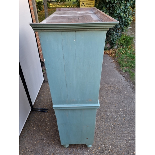 363 - Victorian Pine Chest on Chest 2 over 5 Drawers over painted in Sky Blue - Splits in Two - 100cm x 48... 