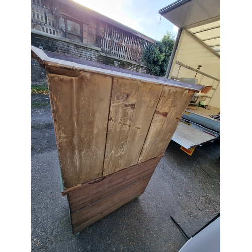 363 - Victorian Pine Chest on Chest 2 over 5 Drawers over painted in Sky Blue - Splits in Two - 100cm x 48... 