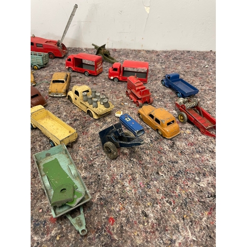 29 - Collection of various played with metal Dinky Toy cars / Commercial vehicles plus others - A/F