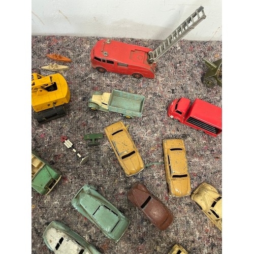 29 - Collection of various played with metal Dinky Toy cars / Commercial vehicles plus others - A/F