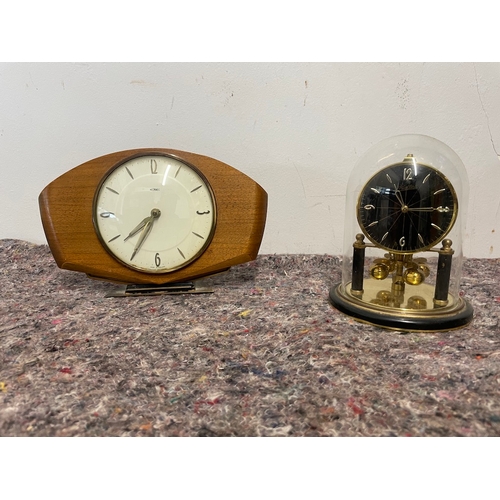 32 - 1950's Metamec Mantle Clock + German Haller Glass Dome Anniversary Clock - both seem operational but... 