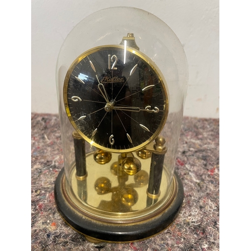 32 - 1950's Metamec Mantle Clock + German Haller Glass Dome Anniversary Clock - both seem operational but... 