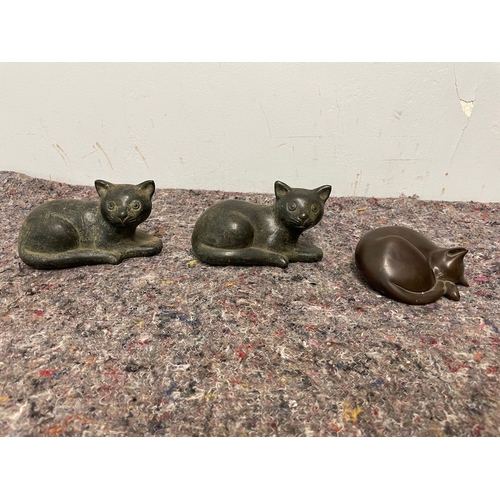 37 - Three Bronze / Brass cat ornaments