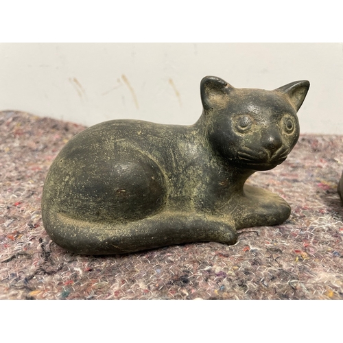 37 - Three Bronze / Brass cat ornaments