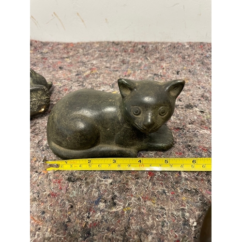 37 - Three Bronze / Brass cat ornaments