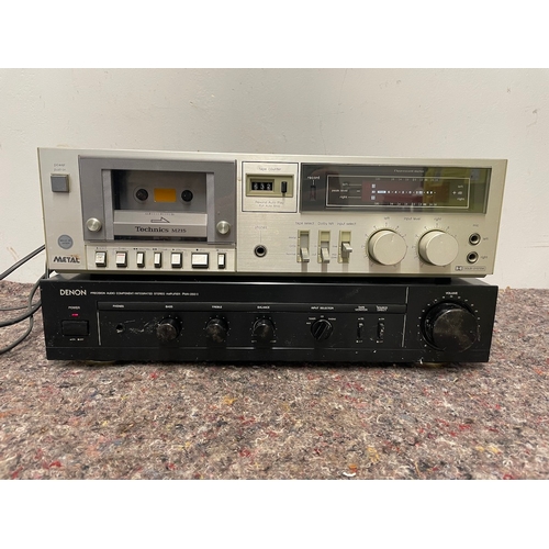 39 - Denon Stereo Amplifier PMA 250 MK2 + Technics M215 Cassette Player - both power up but need new plug... 