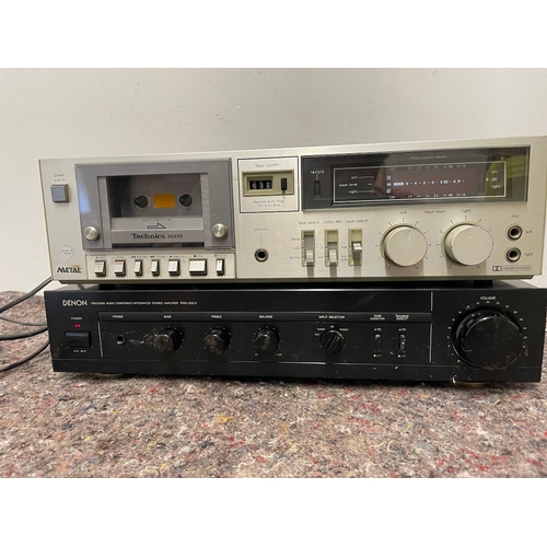 39 - Denon Stereo Amplifier PMA 250 MK2 + Technics M215 Cassette Player - both power up but need new plug... 