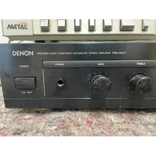 39 - Denon Stereo Amplifier PMA 250 MK2 + Technics M215 Cassette Player - both power up but need new plug... 