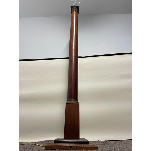 130 - Antique Mahogany Romanesque Column Floor Lamp with brass work - 130cm - has been rewired in past