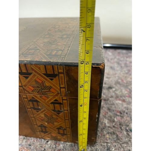 138 - Antique Marquetry Writers Block / Box - no key