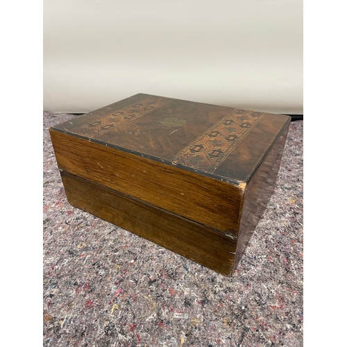 138 - Antique Marquetry Writers Block / Box - no key