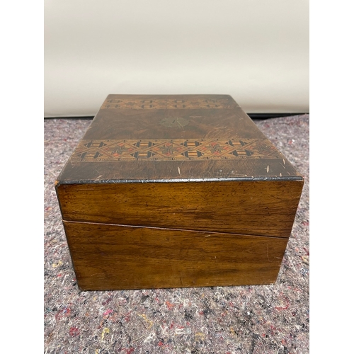 138 - Antique Marquetry Writers Block / Box - no key