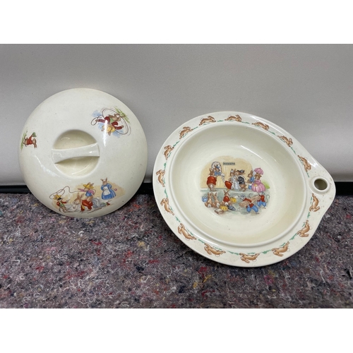 139 - Vintage Royal Doulton Bunny Kins Childs Bowl warmer, egg cup and dish - all in good order