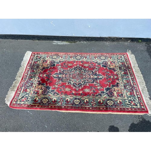 366 - Vintage Red Rug / Carpet 159cm x 90cm