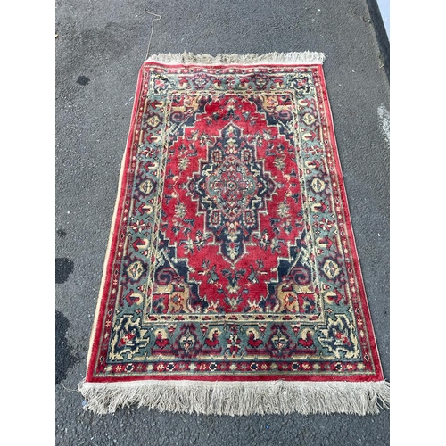 366 - Vintage Red Rug / Carpet 159cm x 90cm