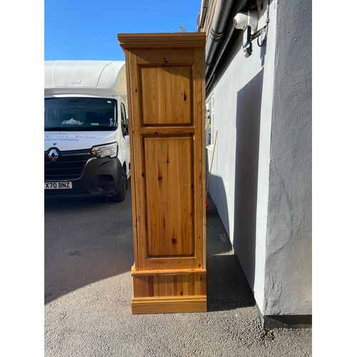 367 - Solid Pine Wardrobe with Drawer - 196cm x 93cm x 57cm