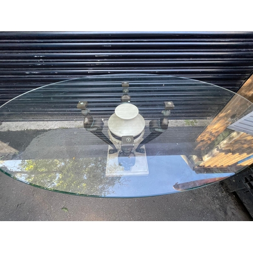 397 - Vintage Italian Design Oval Glass Table Base in the figure of an Urn with 4 female figures - 75cm x ... 