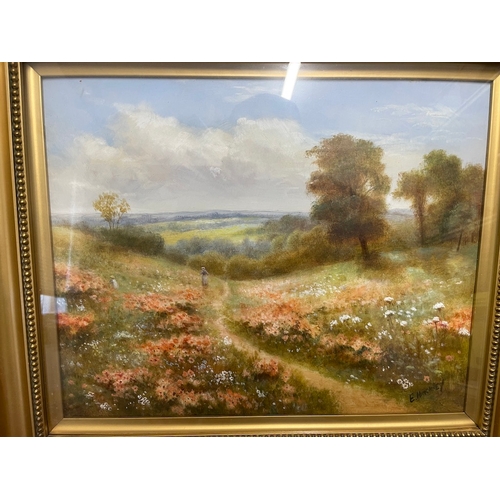 160 - Three original vintage paintings by various artists includes E Hiackley, B Rowland, W.F.K